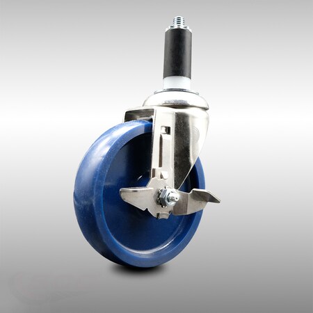 Service Caster 5 Inch 316SS Solid Polyurethane Swivel 1-1/4 Inch Expanding Stem Caster Brake SCC-SS316EX20S514-SPUS-TLB-114